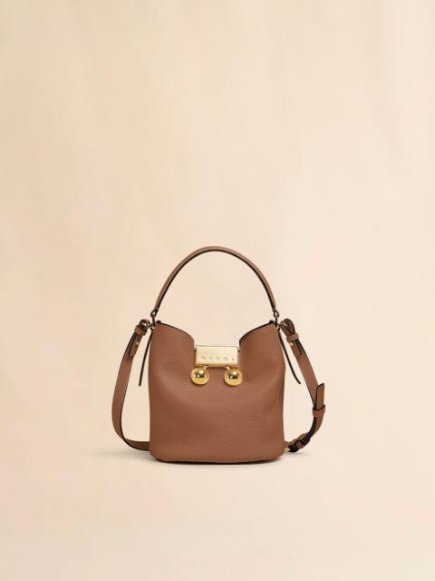 Marni BROWN LEATHER TRUNKAROO BUCKET BAG