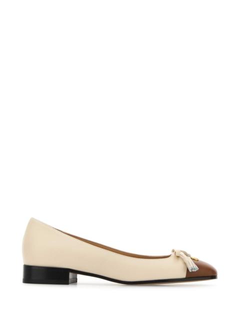 Valentino Valentino Garavani Women Ivory Leather Vlogo Signature Ballerinas