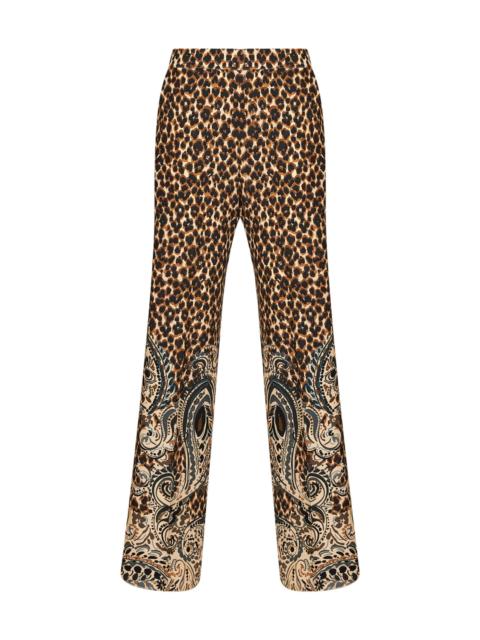 Etro Etro Women Beige Silk Crêpe De Chine Printed Trousers