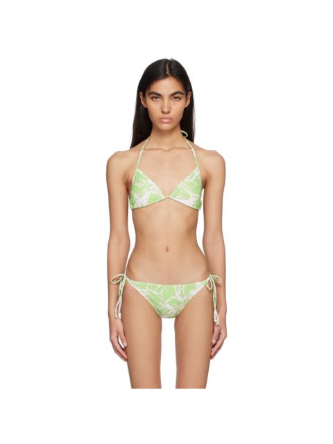 lesugiatelier Green Graphic Bikini Top
