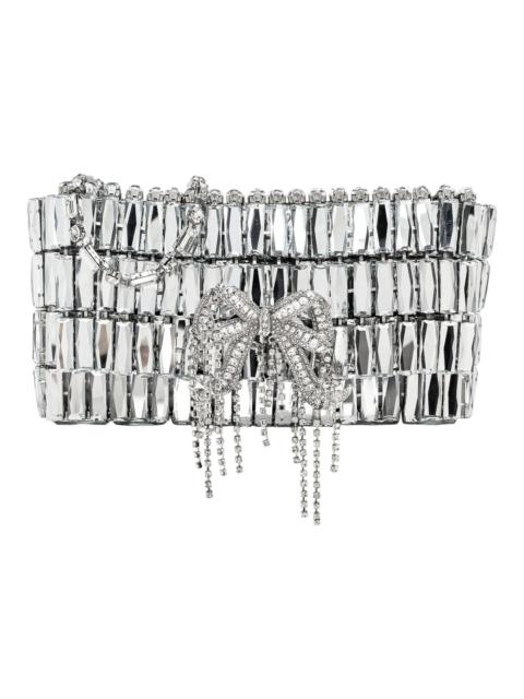 self-portrait Silver Crystal Bow Mini Shoulder Bag