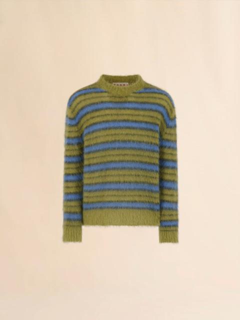 Marni GREEN STRIPED MOHAIR SWEATER