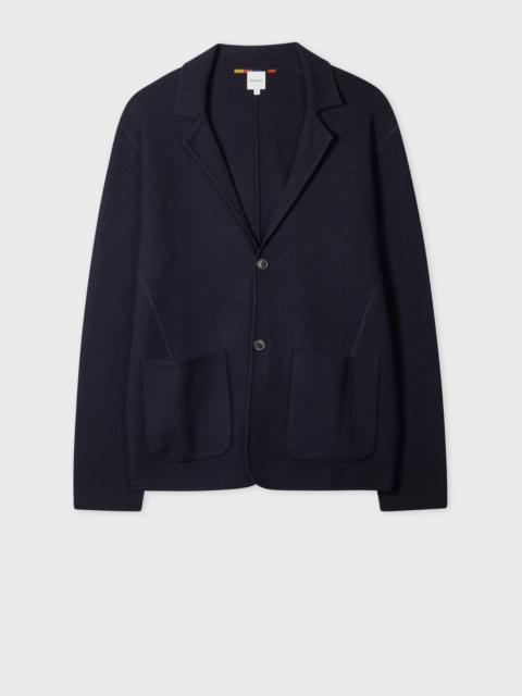 Paul Smith Navy Merino Wool Knitted Cardigan Blazer