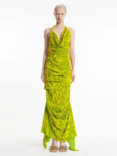 A.W.A.K.E. MODE FITTED ASYMMETRIC DRAPED DRESS CITRON