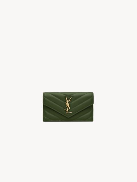 SAINT LAURENT CASSANDRE FRAGMENTS FLAP CARD CASE IN LAMBSKIN