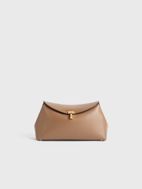 TOTEME T-lock leather clutch camel