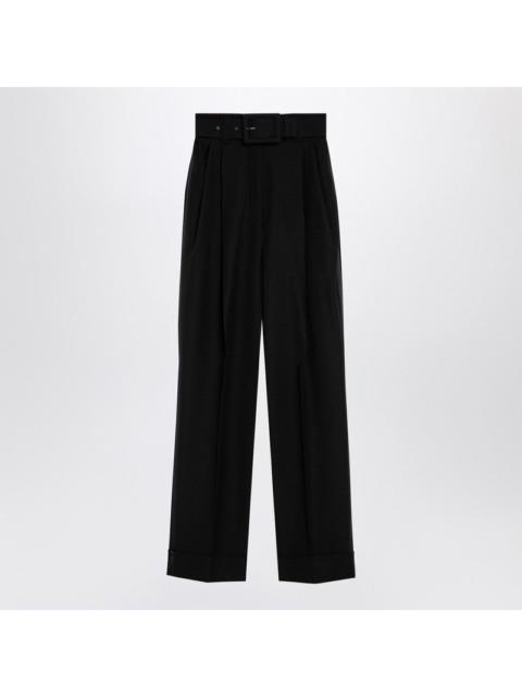 Max Mara Max Mara Pianoforte Black Grain De Poudre Wool Trousers Women