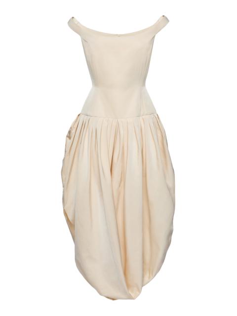 MAGDA BUTRYM Cotton-Silk Dropped Waist Midi Dress ivory