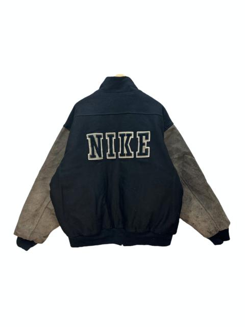 Nike NIKE BIG LOGO WOOL LEATHER VARSITY BOMBER JACKET #8444-009