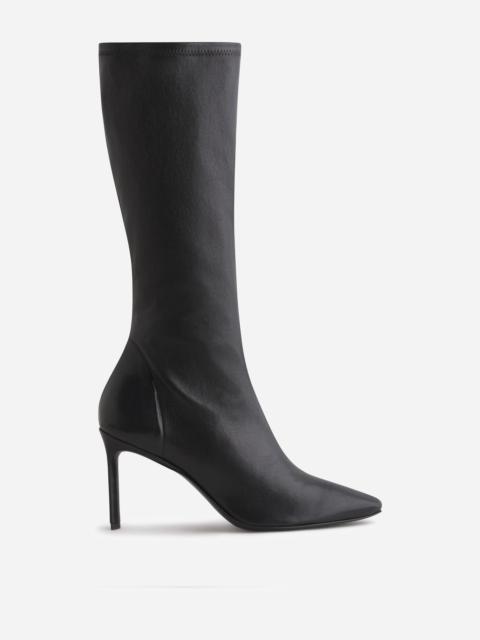 CO Pointed Stretch Leather Heel Boot in Black