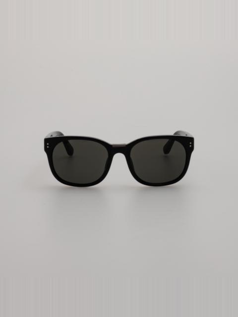 LINDA FARROW CEDRIC RECTANGULAR SUNGLASSES IN BLACK AND NICKEL