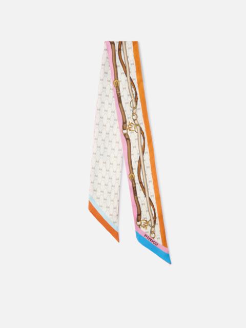 PINKO THIN SCARF WITH MULTICOLOURED PRINT