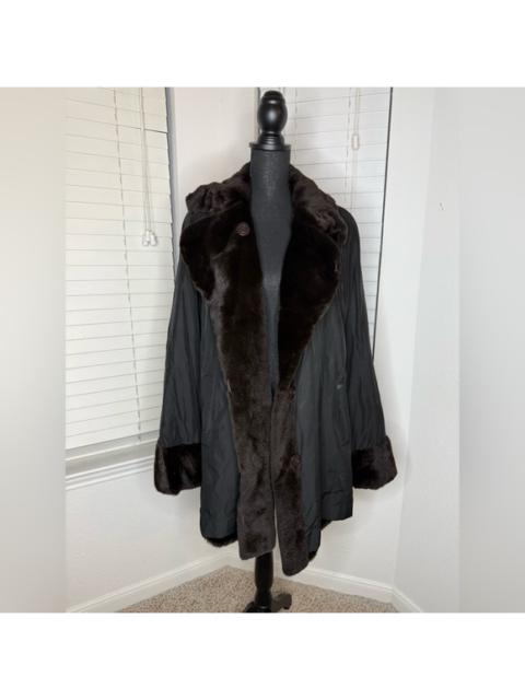 Other Designers Women's Black Faux Fur Trim reversible Coat