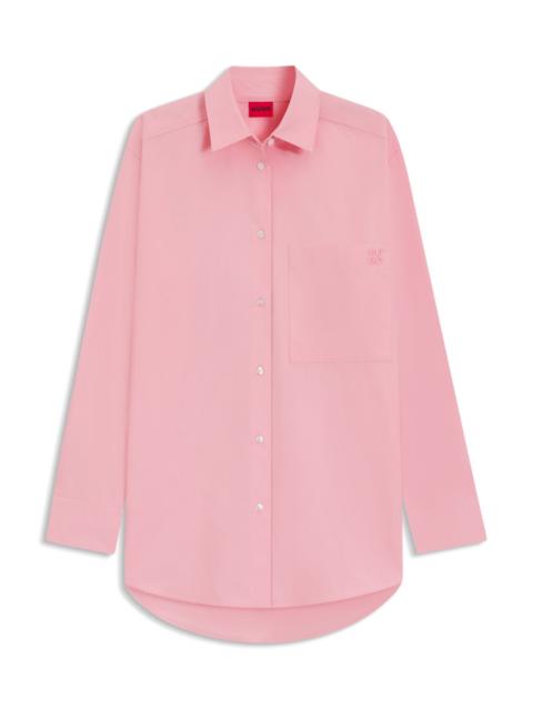 HUGO OVERSIZE-FIT BLOUSE IN COTTON CANVAS WITH EMBROIDERED LOGO