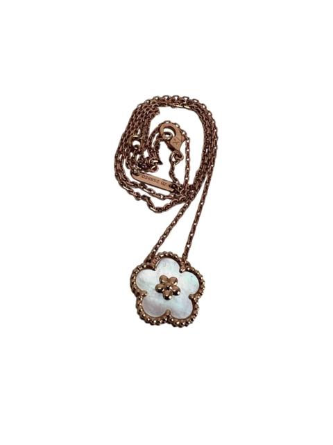 Other Designers Van Cleef & Arpels 18K Rose Gold Mother of Pearl Lucky Spring Plum Blosssom Pendant Necklace