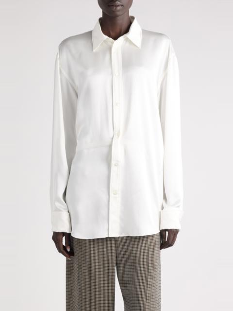 BALENCIAGA Balenciaga Silk Blend Wrap Shirt in 9002 Ivory at Nordstrom
