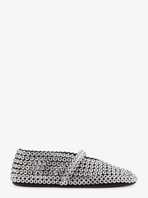 Alaïa Alaia Ballet Flats Suede And Rubber Ballerinas With Glass Eyelets