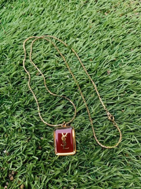 SAINT LAURENT YSL GOLD TONE ENAMEL CHAIN NECKLACE