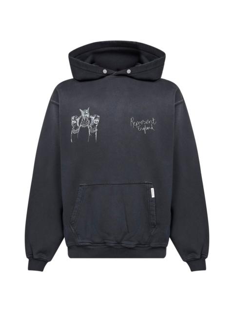 REPRESENT Black Hand Drawn Thoroughbred hoodie