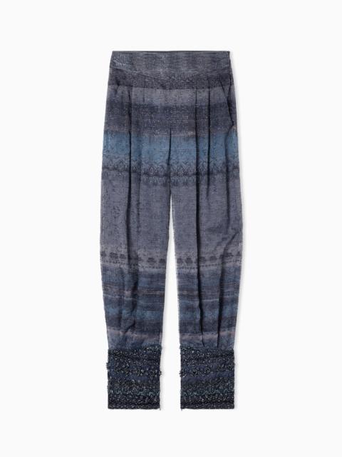 GIORGIO ARMANI PRINTED FABRIC EMBROIDERED TROUSERS