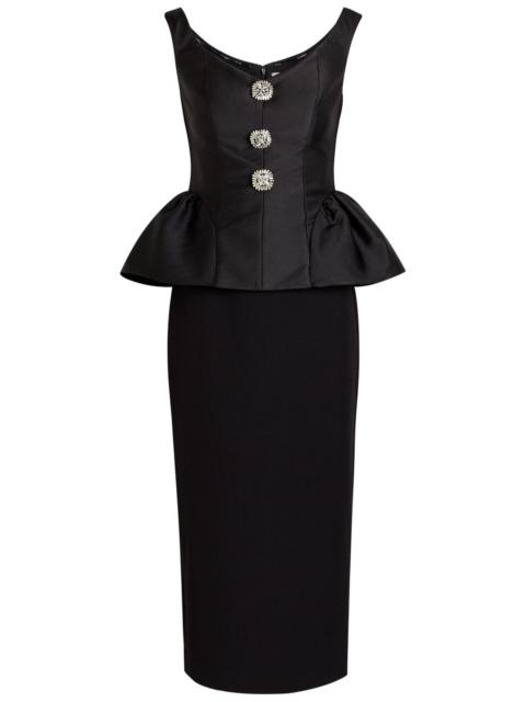 ROLAND MOURET Roland Mouret Crystal-embellished Taffeta and Crepe Midi Dress