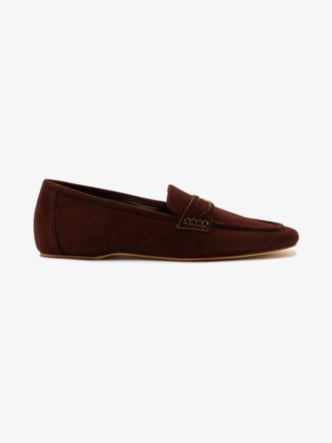 Larroudé Suki Flat Loafer In Brown Suede