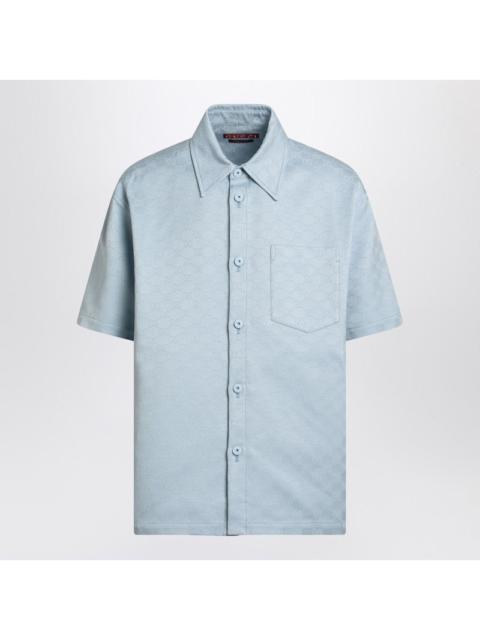 GUCCI Gucci Light Blue Cotton Shirt With Gg Jacquard Men