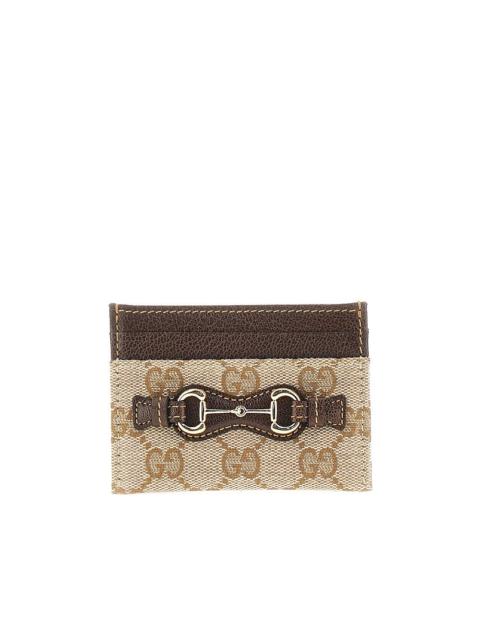 GUCCI Gucci GG Canvas Cardholder with Horsebit Brown