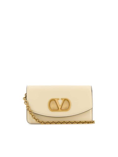 Valentino Valentino Garavani Ivory Leather Vlogo Signature Shoulder Bag