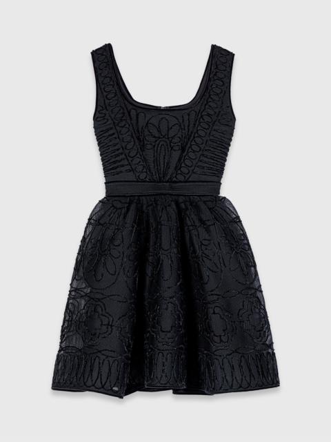 maje Short embroidered basket knit dress