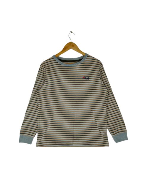 Other Designers FILA STRIPE Embroidery Spellout Logo Sweatshirt