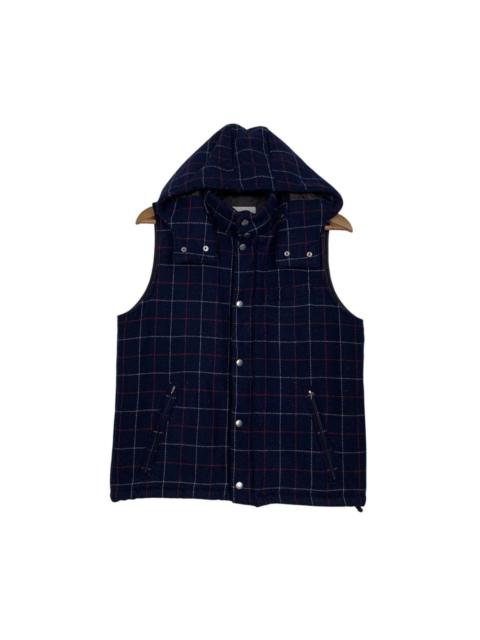 Other Designers STILL BY HAND Checked Puffer Hooded Vest #2796-C126