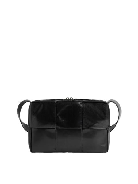 Bottega Veneta BOTTEGA VENETA Arco Black Intreccio Leather Camera Bag