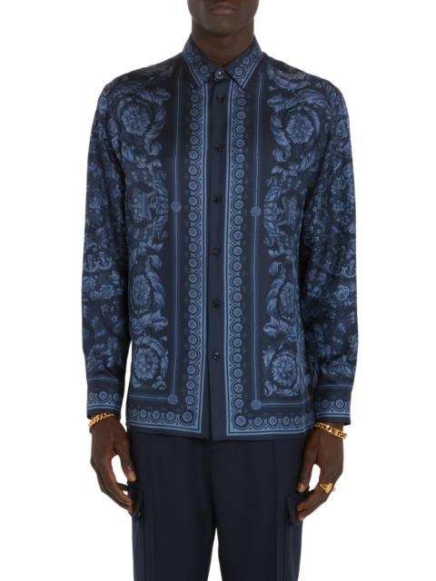 VERSACE Barocco Print Silk Button-Up Shirt