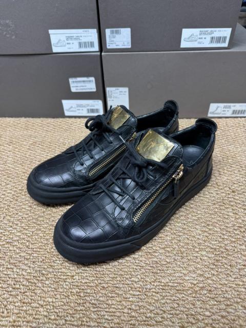adidas Giuseppe Zanotti Giuseppe Zanotti "Frankie" Croc Black Leather Gold Hardware