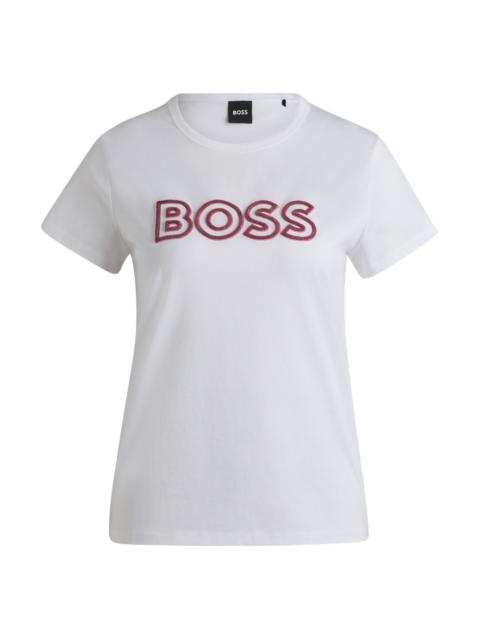 BOSS MERCERIZED-COTTON T-SHIRT WITH LOGO DETAIL