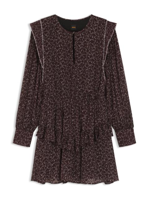 BOSS CONTRAST-PIPING MINI DRESS WITH MODERN PRINT