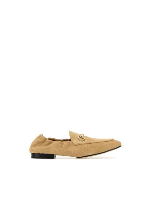 GUCCI GUCCI Jordaan $1060 Women's Beige GG Suede Loafers New & Aut