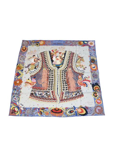 Hermès Hermes Costume de Fete 90 Silk Square Scarf White Light Blue
