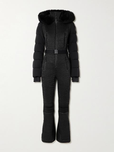 MACKAGE Lorelle Belted Hooded Plush-trimmed Quilted Padded Down Ski Suit