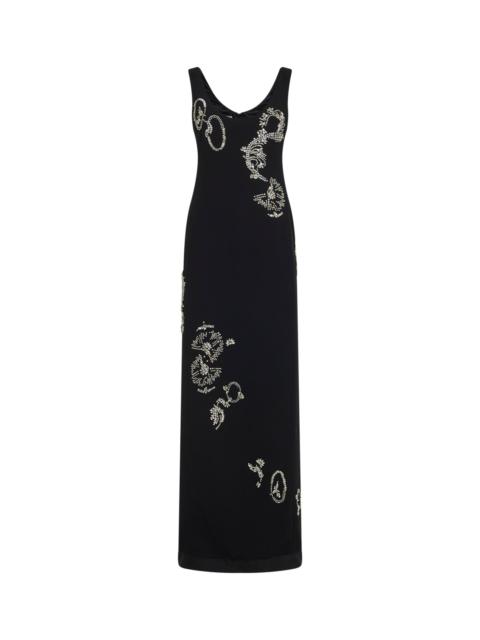 Dries Van Noten Dries Van Noten Women Black Crepe Long Embroidered Dress
