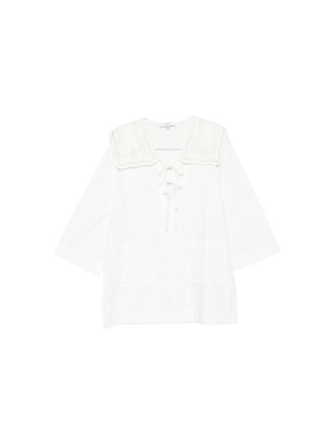 lace-collar tie-front dress