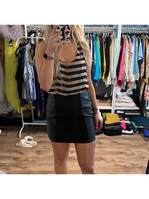 Other Designers Lush Striped Blouson Dress with Faux Leather Panels