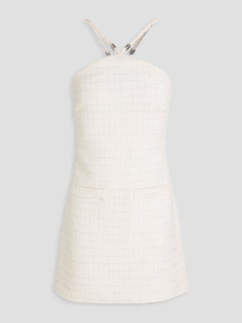 maje Embellished metallic cotton-blend tweed mini dress