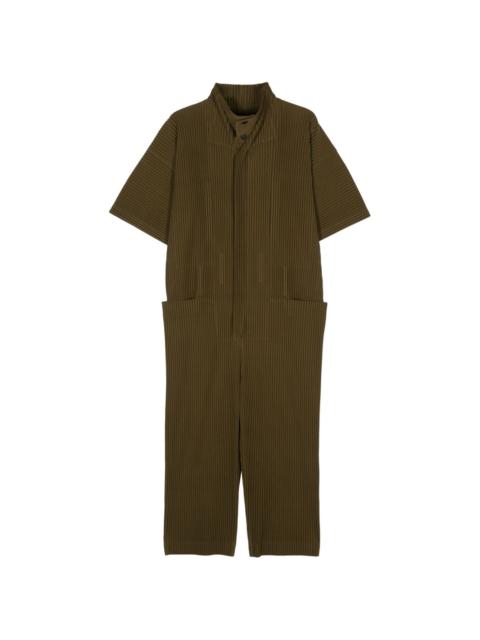 Pleats Bottoms zip-up jumpsuit