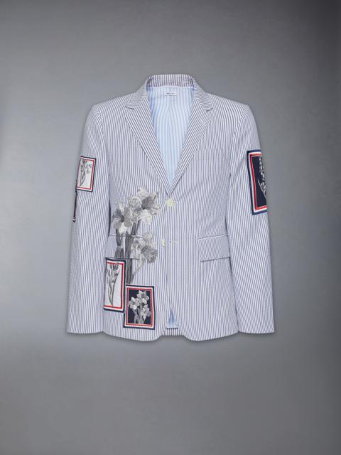 Thom Browne CLASSIC SEERSUCKER FRAMED FLORAL SPORT COAT