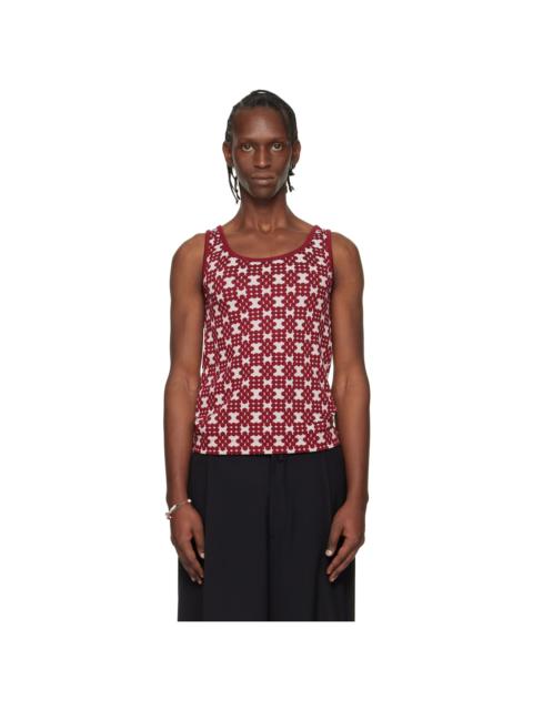 Dries Van Noten Off-White & Red Jacquard Tank Top