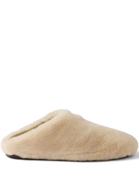 Prada Prada Triangle-logo Shearling Mules