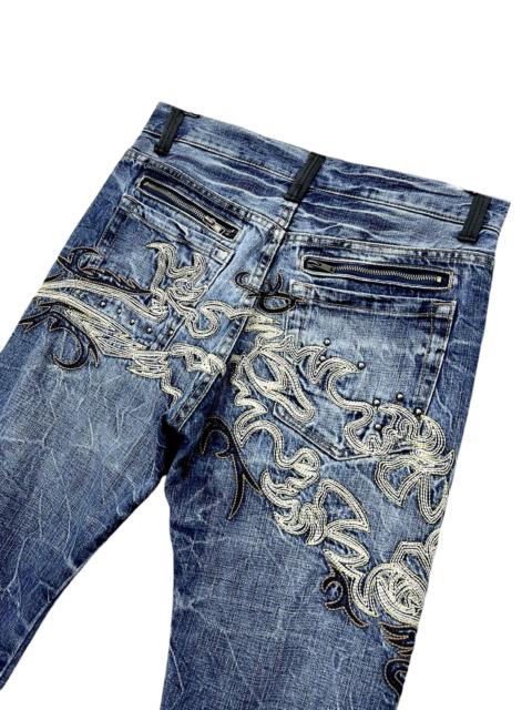 Other Designers Tribal Streetwear × Vintage × Yoshiyuki Konishi - Vintage Punk Tribal Embroidery Tattoo Studded Clawmark Flare