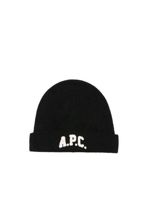 A.P.C. logo-appliqué beanie